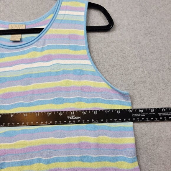 Sigrid Olsen Womens Tank Top Womens Large Knit Career Office Pastel Strip Easter - Picture 6 of 14